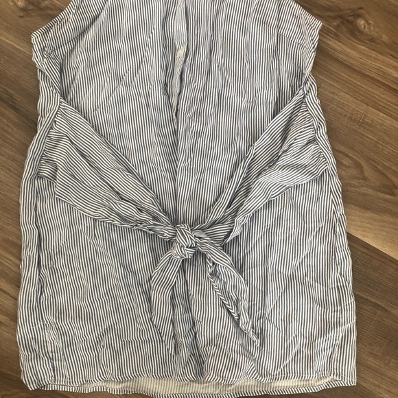 Suzy Shier blue white stripe sleeveless button down tunic/ dress sz large - Picture 2 of 6